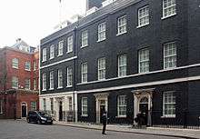 A wide shot of Downing Street