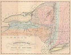 A colored print map depicting several states and their boundaries