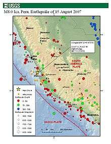 Main shock and aftershocks map