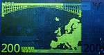 200 euro note under UV light (Reverse)