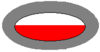 A two toned oval shaped organizational symbol