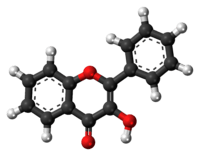 Ball-and-stick model of the 3-hydroxyflavone molecule