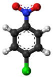 Ball-and-stick model of the 4-nitrochlorobenzene molecule