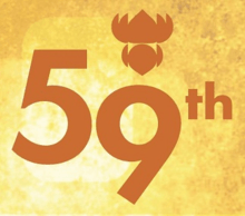 Logo reads "59th" with the lotus symbol on top and golden yellow background
