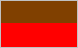 A two toned rectangular military identification patch. The two colours are Brown over red