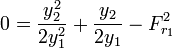 0 = {y_2^2 \over {2y_1^2}} + {{y_2} \over 2y_1} - F_{r_1}^2