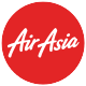 A red circle with AirAsia written in a white, cursive font