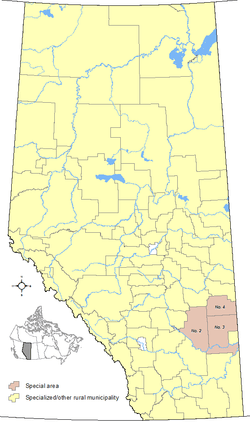 Locations of Alberta's special areas