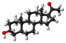 Ball-and-stick model of the allopregnanolone molecule