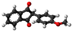 Ball-and-stick model of the anisindione molecule