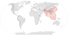 Map showing the range of Apis cerana