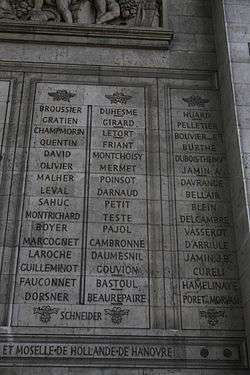 Burthe's name on the Arc de Triomphe in Paris.