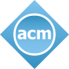 "acm" in blue circle with gray rim, surrounded by blue diamond
