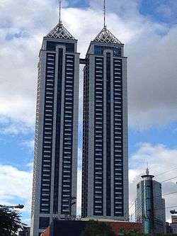 Twin towers soaring high