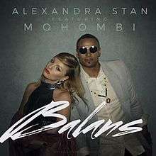 The cover shows Stan and Mohombi staying close to each other in front of a grey background, with the song's title, "Balans" being displayed in front of them