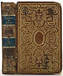 A book cover, made of gilded brown calf's leather