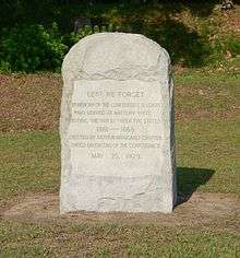 Stone marker 3-4 feet high, inscribed: Lest We Forget/In memory of the Confederate soldiers/who served at Battery White/during the War Between the States/1861-1865/Erected by Arthur Manigault Chapter/United Daughters of the Confederacy/May 25, 1929