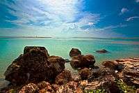 brick remains of a fort under sea