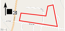 A map of the district, showing its boundary as a bright red line
