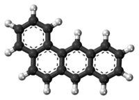 Ball-and-stick model of the benz[a]anthracene molecule
