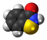 Space-filling model of the benzisothiazolinone molecule
