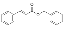 Skeletal formula of benzyl cinnamate