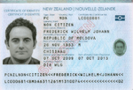 New Zealand Certificate of Identity biodata page