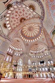Interior picture of the central dome of Sultan Ahmed Mosque