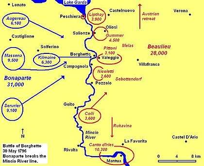 Battle of Borghetto map, 30 May 1796