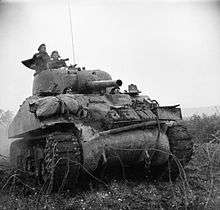 A British Sherman tank in Italy during World War Two