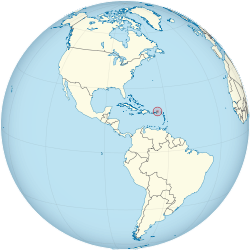 Location of  British Virgin Islands  (circled in red)in the Caribbean  (light yellow)