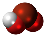 Space-filling model of the bromous acid molecule