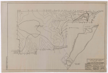 A beige map with several black lines and explanatory notes