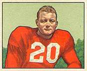 Illustration from a football card of Ramsey in a red jersey with the number 20 on the front