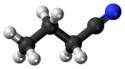 Ball-and-stick model of the butyronitrile molecule
