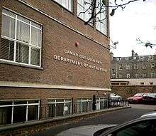 A photograph of a brick building with a sign reading "Cambridge University Engineering Department"