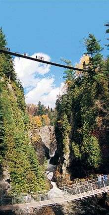 Two foot suspension bridges in Canyon Sainte-Anne