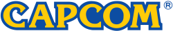 The name “Capcom” spelled out in yellow, with the letters surrounded by a blue outline.