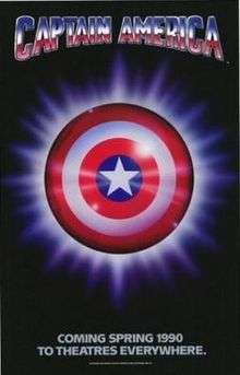 The words Captain America and a round shield against a black background