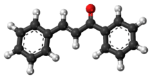 Ball-and-stick model of the chalcone molecule