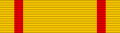 A yellow ribbon with two thin red stripes near both ends