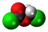 Space-filling model of the chloromethyl chloroformate molecule