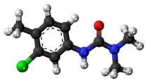 Ball-and-stick model of the chlortoluron molecule