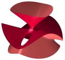 A complex mathematical surface in three dimensions.