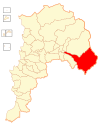 Map of Los Andes commune in the Valparaíso Region