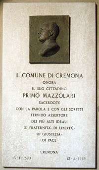 Bust that Municipality of Cremona dedicated to father Primo Mazzolari