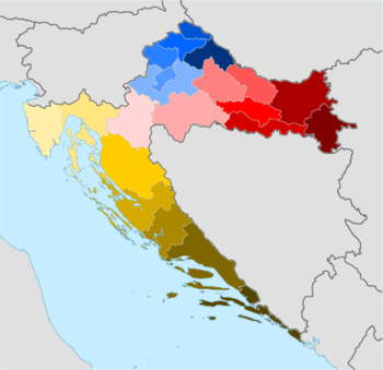 Map of present-day counties of Croatia