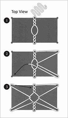 A three image diagram shows the steps in tying a diamond hitch.