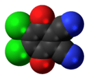 Space-filling model of the dichlorodicyanobenzoquinone molecule
