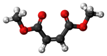 Ball-and-stick model of the dimethyl maleate molecule